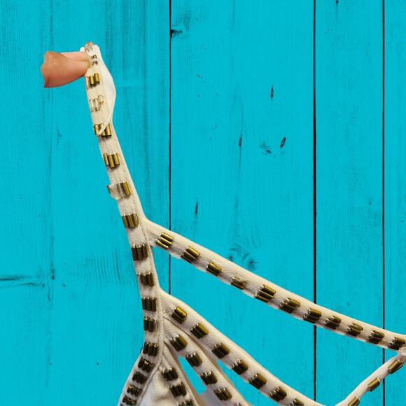 Forever 21 Dress Chiffon Women's Large Mini Beaded Light Flowy Strappy Flapper - Picture 6 of 6